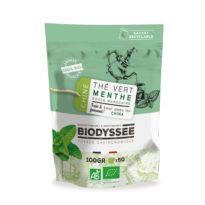 Thé Vert à la Menthe Douce Marocaine Bio - 100g