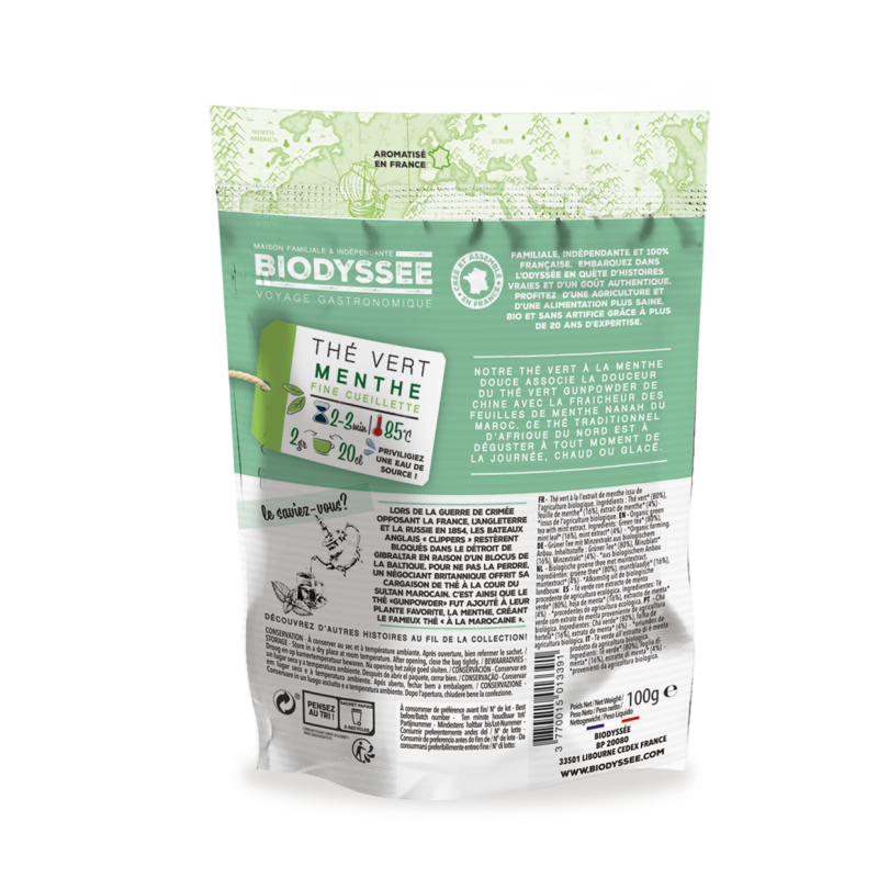 Thé Vert à la Menthe Douce Marocaine Bio - 100g