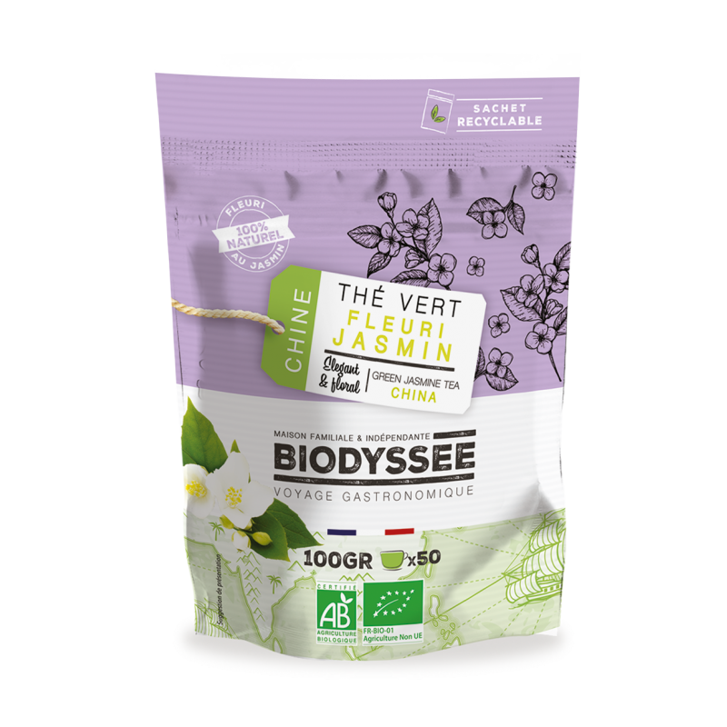Thé Vert Fleuri Jasmin Bio de Chine - 100g