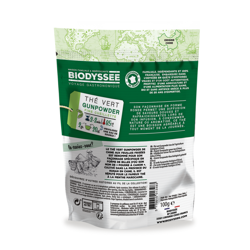 Thé Vert Gunpowder Bio de Chine - 100g