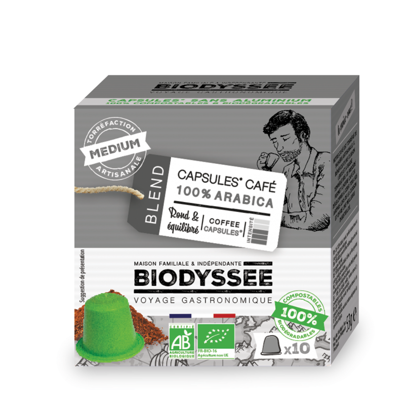 10 Capsules Compatibles Nespresso® 100% Arabica Bio - Médium