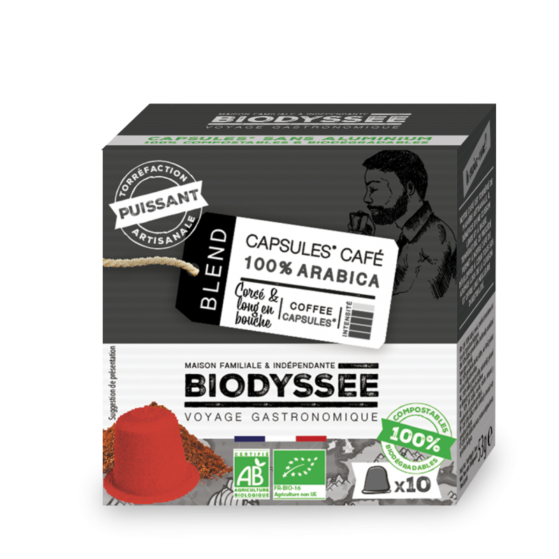 10 Capsules Compatibles Nespresso® 100% Arabica Bio - Puissant