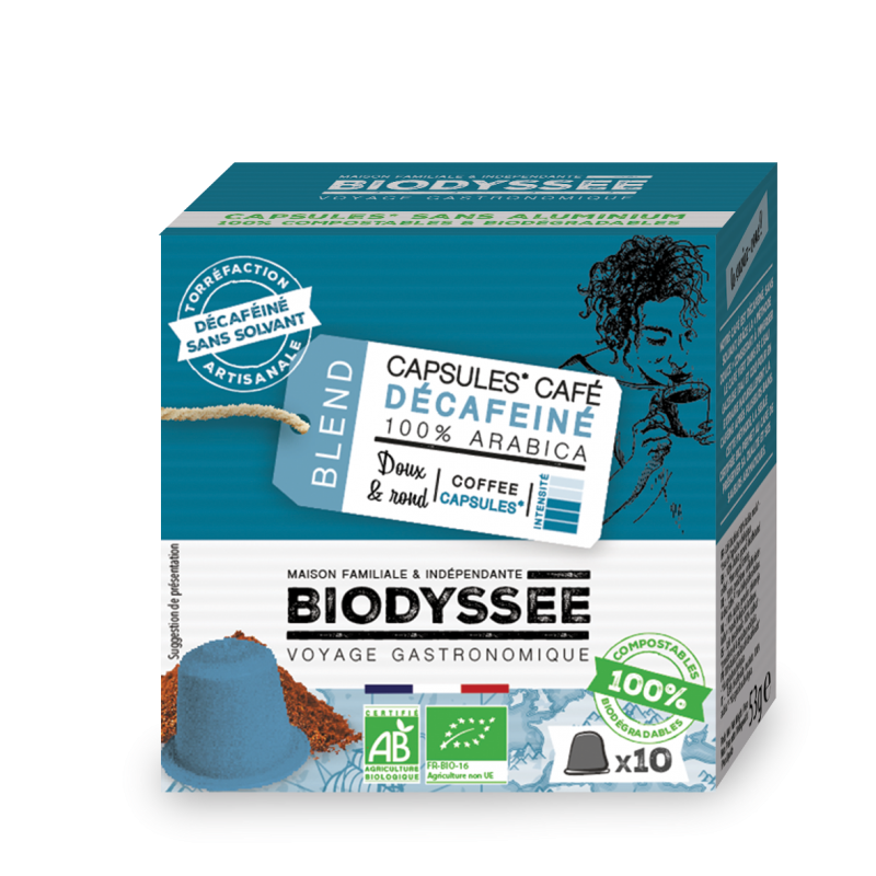 10 Capsules Compatibles Nespresso® 100% Arabica Bio - Décaféiné
