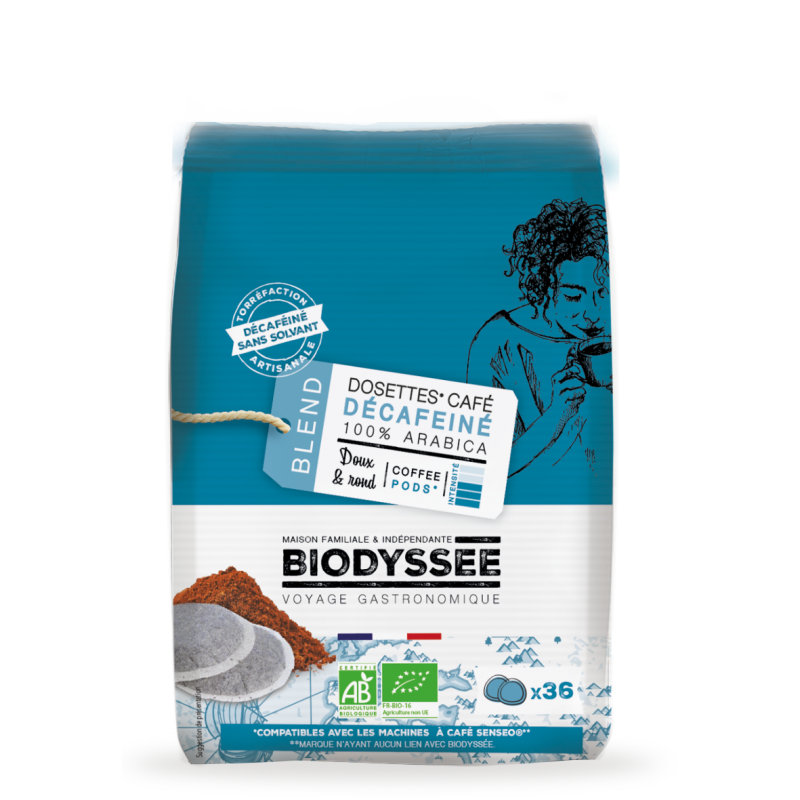 36 Dosettes Compatibles Senseo® 100% Arabica Bio - Décaféiné