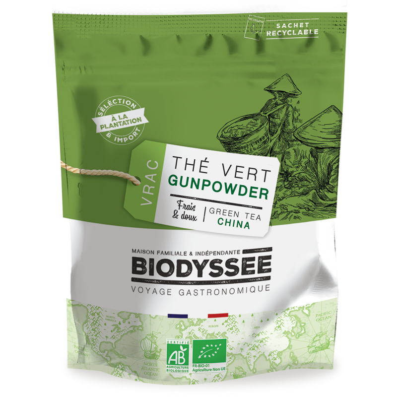 Thé Vert Gunpowder Bio de Chine - Vrac 1kg