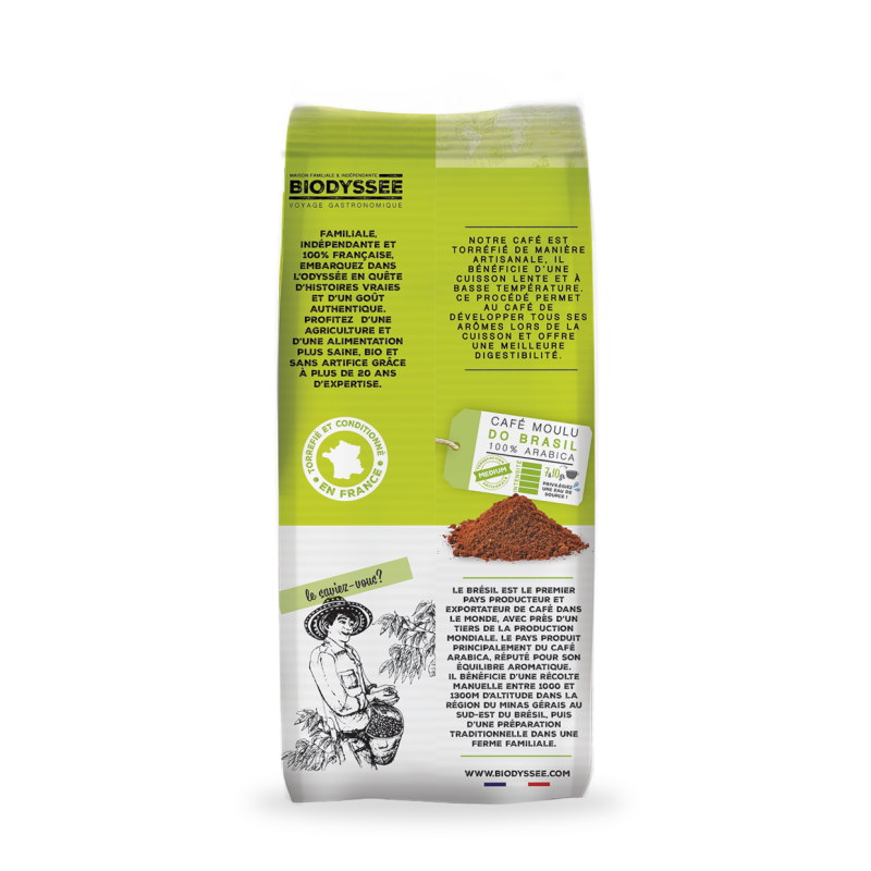 Café Moulu Brésil 100% Arabica Bio - 250g