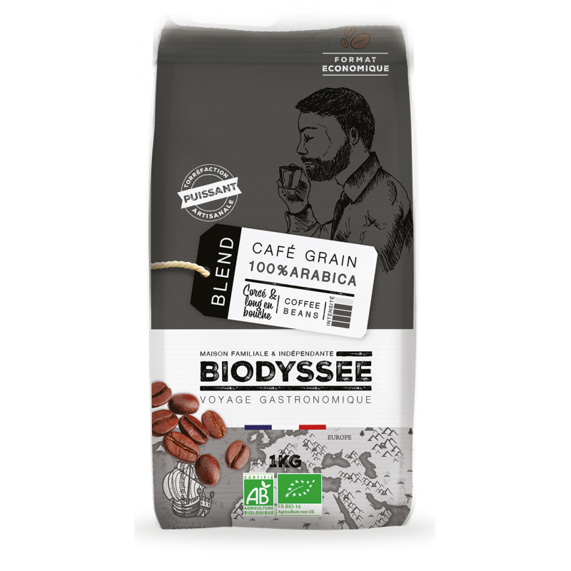 Café Grain Puissant Italien 100% Arabica Bio - 1kg