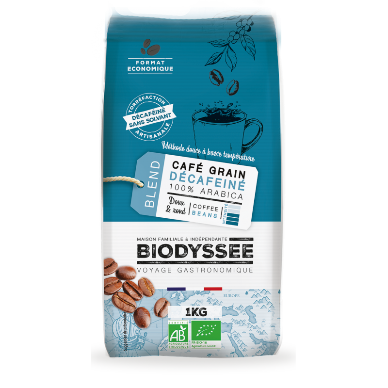 Café Grain Décaféiné 100% Arabica Bio - 1kg