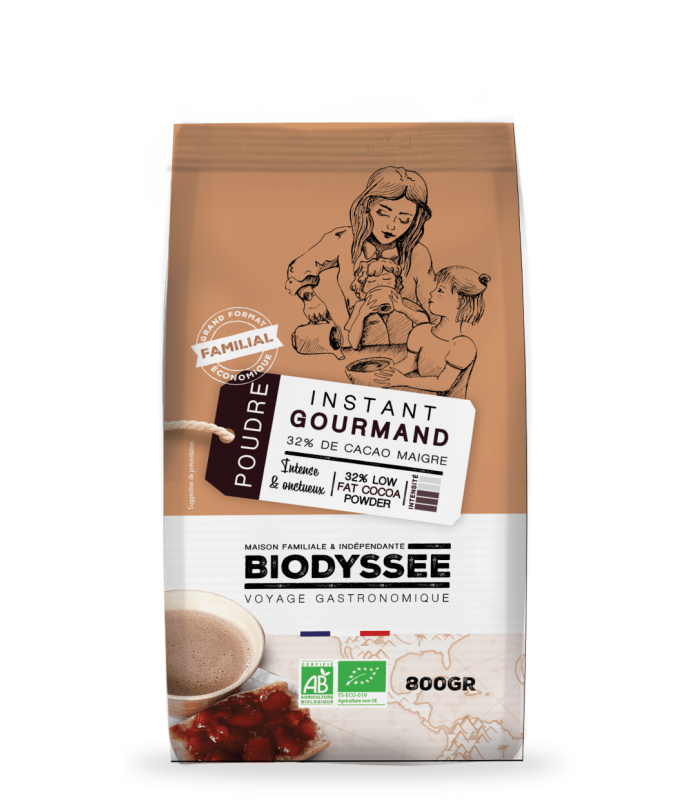 Poudre de cacao bio et sucre de canne blond bio - 800g