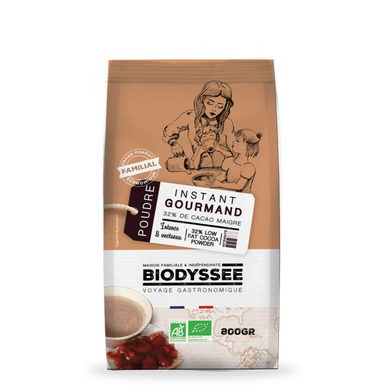 Poudre de cacao bio et sucre de canne blond bio - 800g