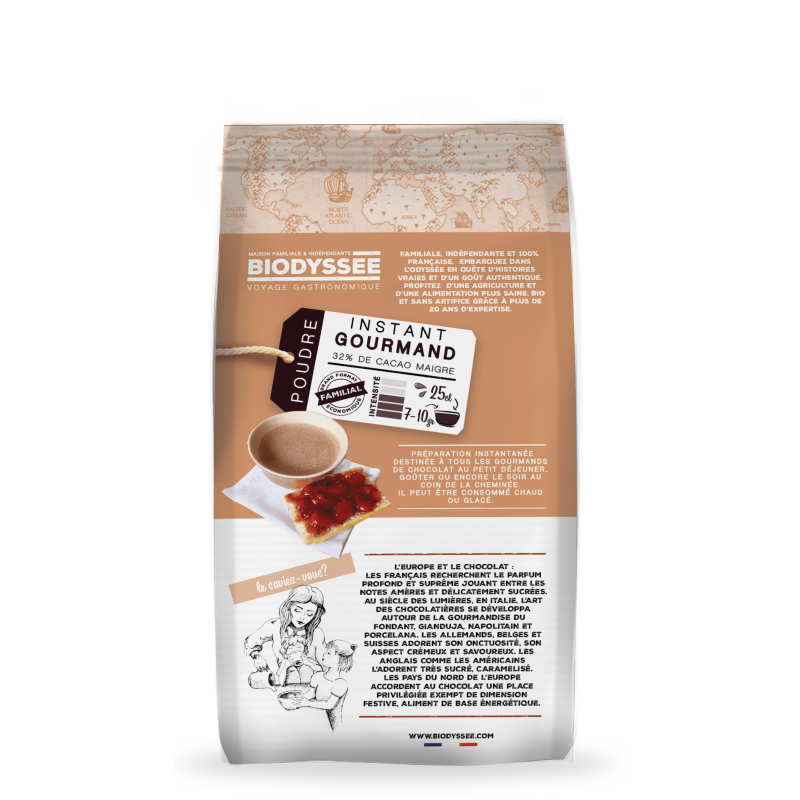 Poudre de cacao bio et sucre de canne blond bio - 800g