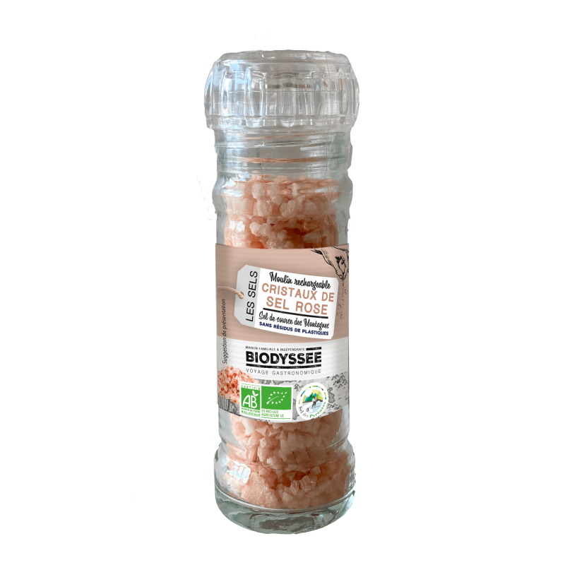 Moulin Cristaux de sel rose bio des Pyrénées - 90g