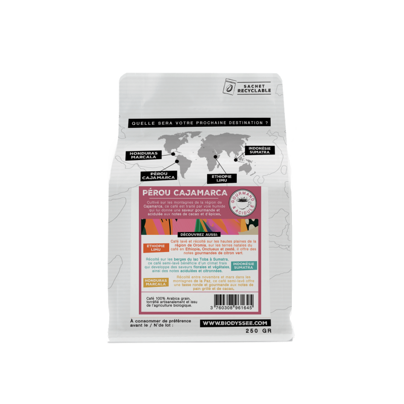 Café de spécialité en grain du Pérou pur arabica bio - 250g