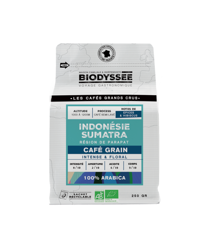 Café de spécialité en grain d’Indonésie pur arabica bio - 250g