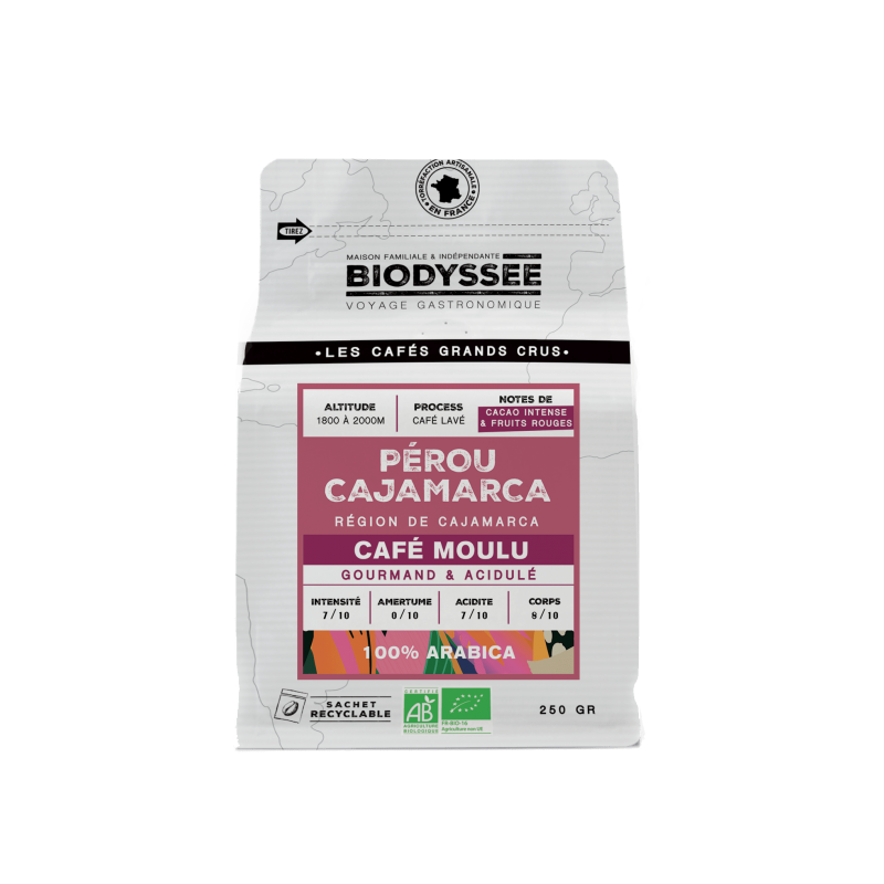 Café de spécialité moulu du Pérou pur arabica bio - 250g