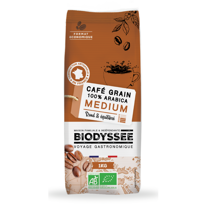 café grain medium  100% Arabica Bio  1kg