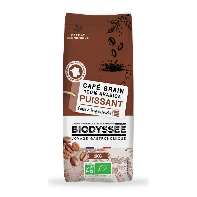 Café Grain Puissant Italien 100% Arabica Bio - 1kg