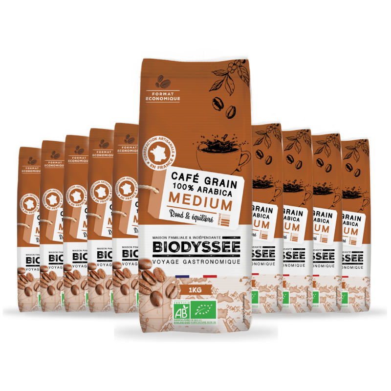 lot de café grain bio medium 100% arabica