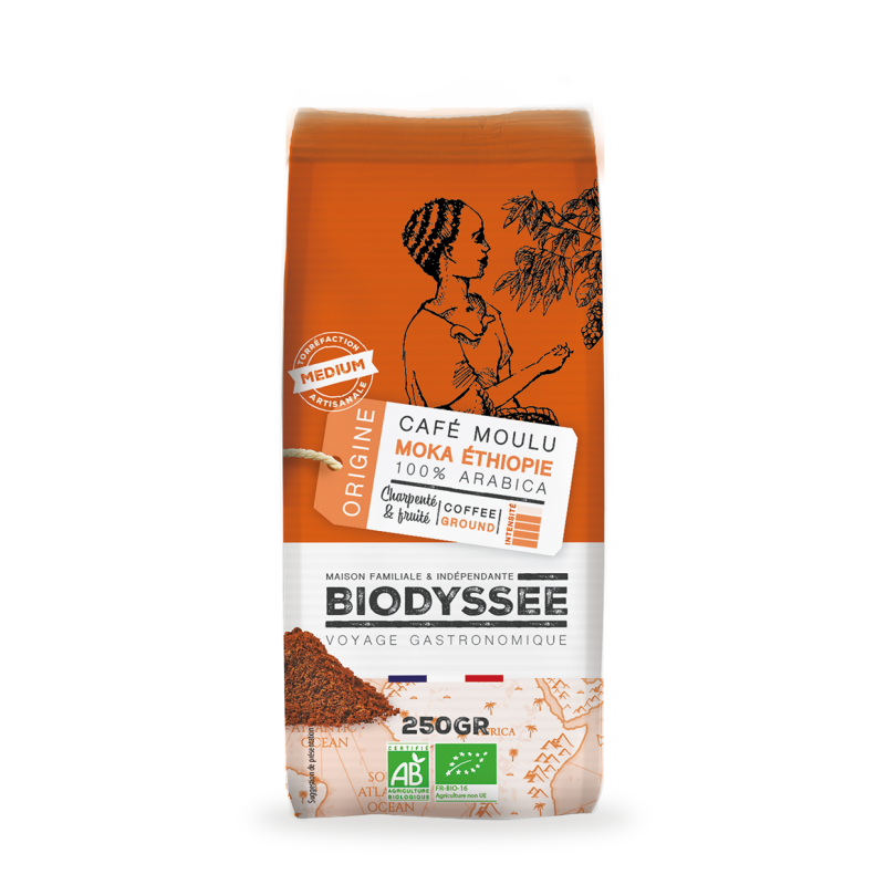 Café Moulu Moka d’Éthiopie 100% Arabica Bio - 250g