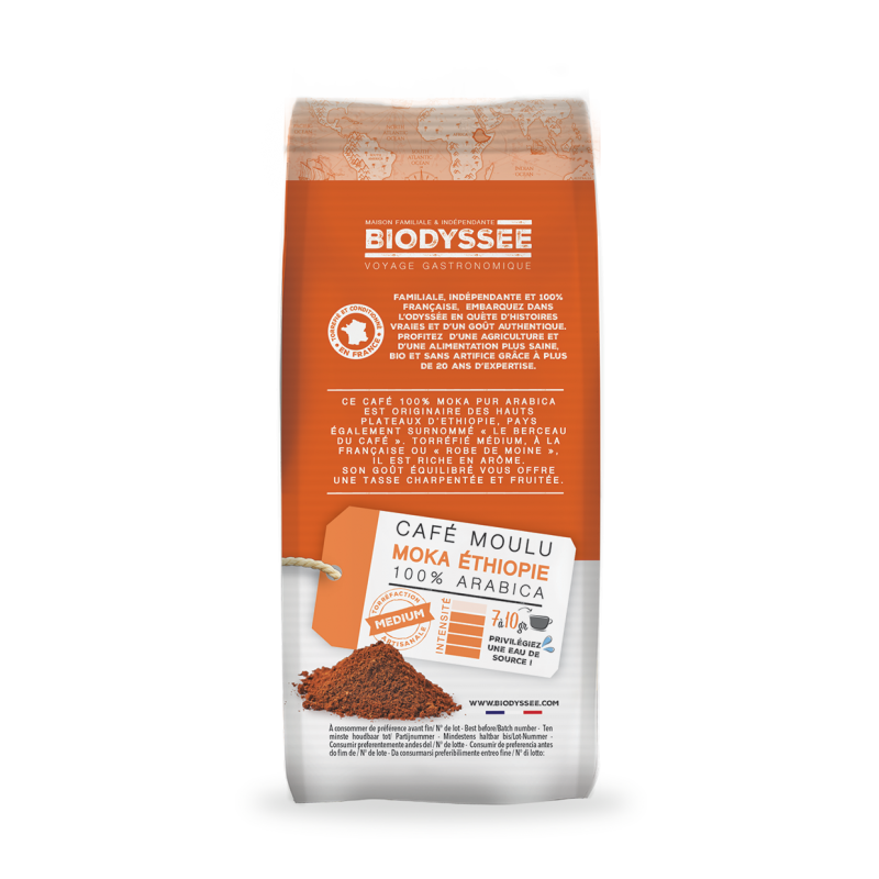 Café Moulu Moka d’Éthiopie 100% Arabica Bio - 250g