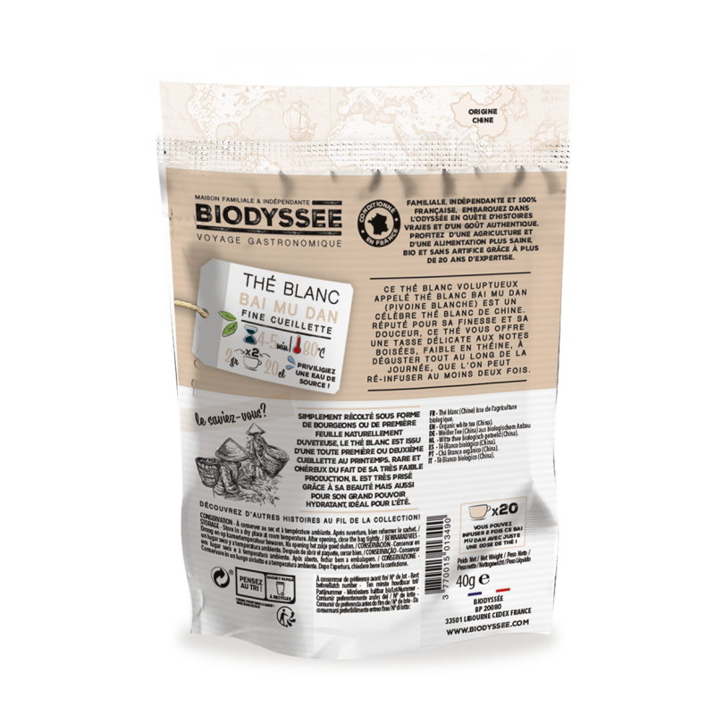 Thé Blanc Bai Mu Dan Bio de Chine - 40g