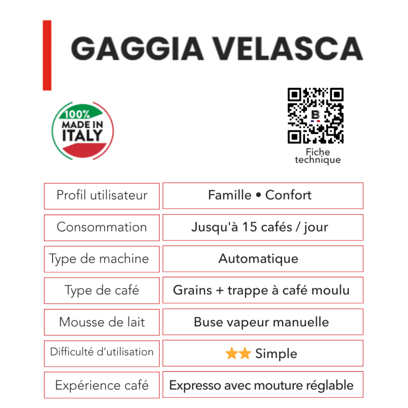 Machine automatique|Gaggia Velasca Black