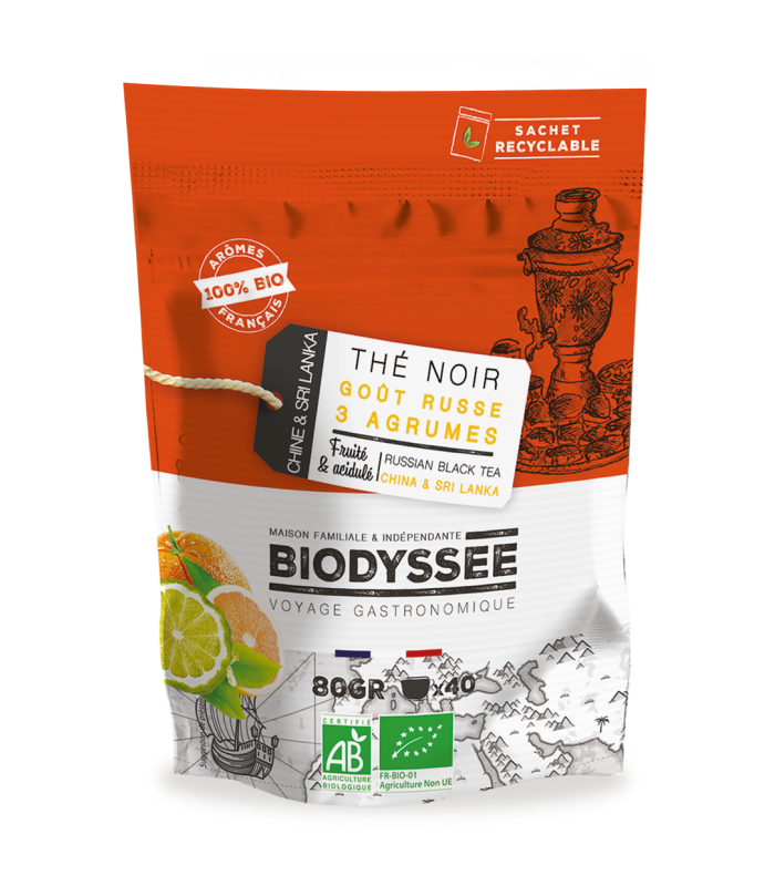 Thé Noir Goût Russe aux 3 Agrumes Bio - 80g