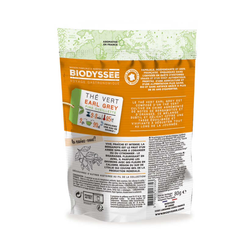 Thé Vert Earl Grey aux Agrumes d'Andalousie Bio - 80g