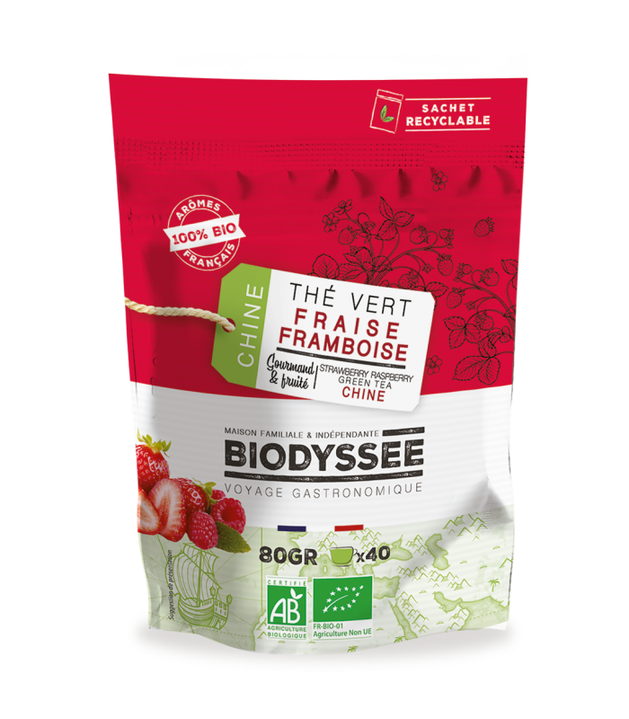 Thé Vert Fraises Framboises Bio - 80g