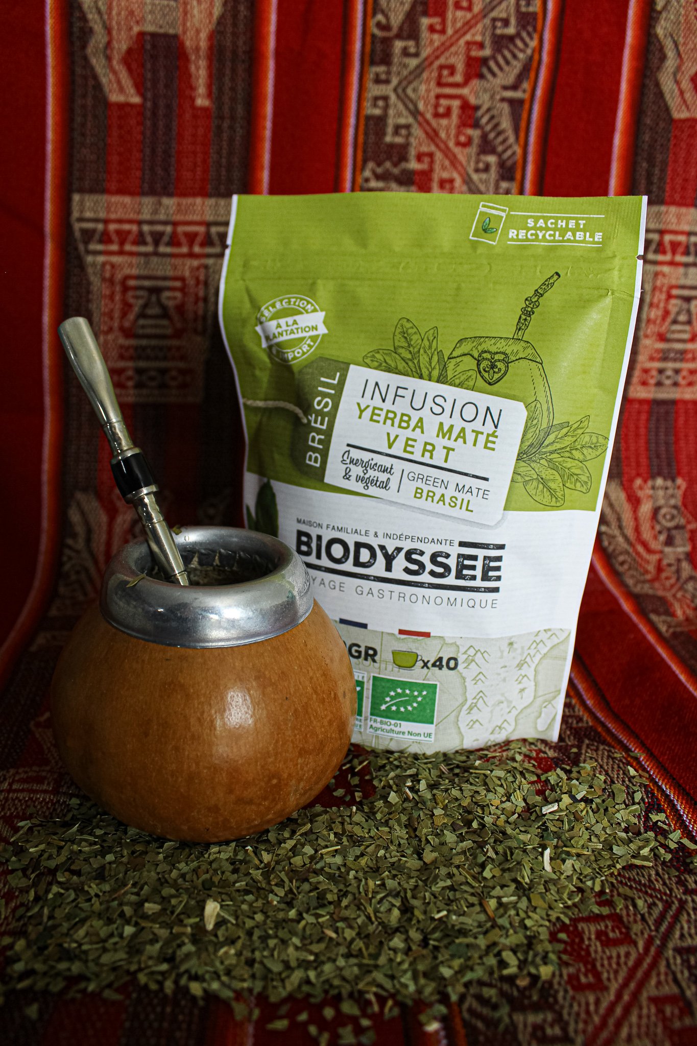 Yerba Maté bio Biodyssée et sa calebasse